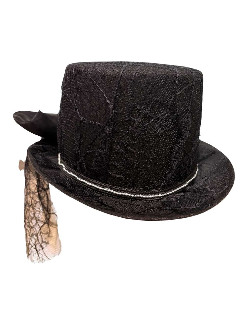 Women’s black lace top hat Halloween - Picture 2 of 7